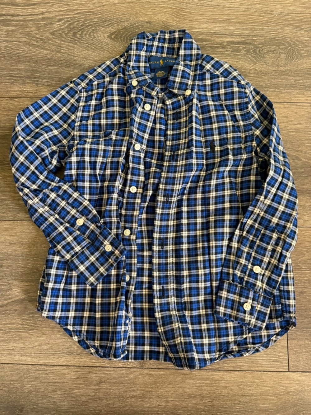 Sz 4/4t Ralph Lauren Blue Plaid Button-Up Shirt